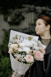 №42 Букет из хризантем и кустовых гвоздик