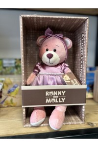 Игрушка Мишка Молли в лиловом платье с бусинками