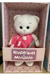 Игрушка Мышель в розовом платье в горошек