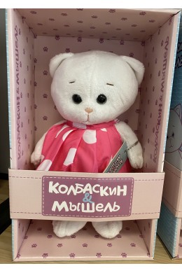 Игрушка Мышель в розовом платье в горошек